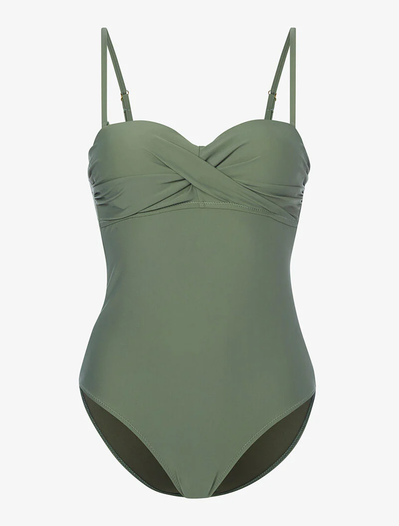 Monokini à bandeau torsadé - kaki