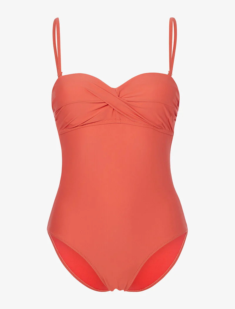 Monokini à bandeau torsadé - corail