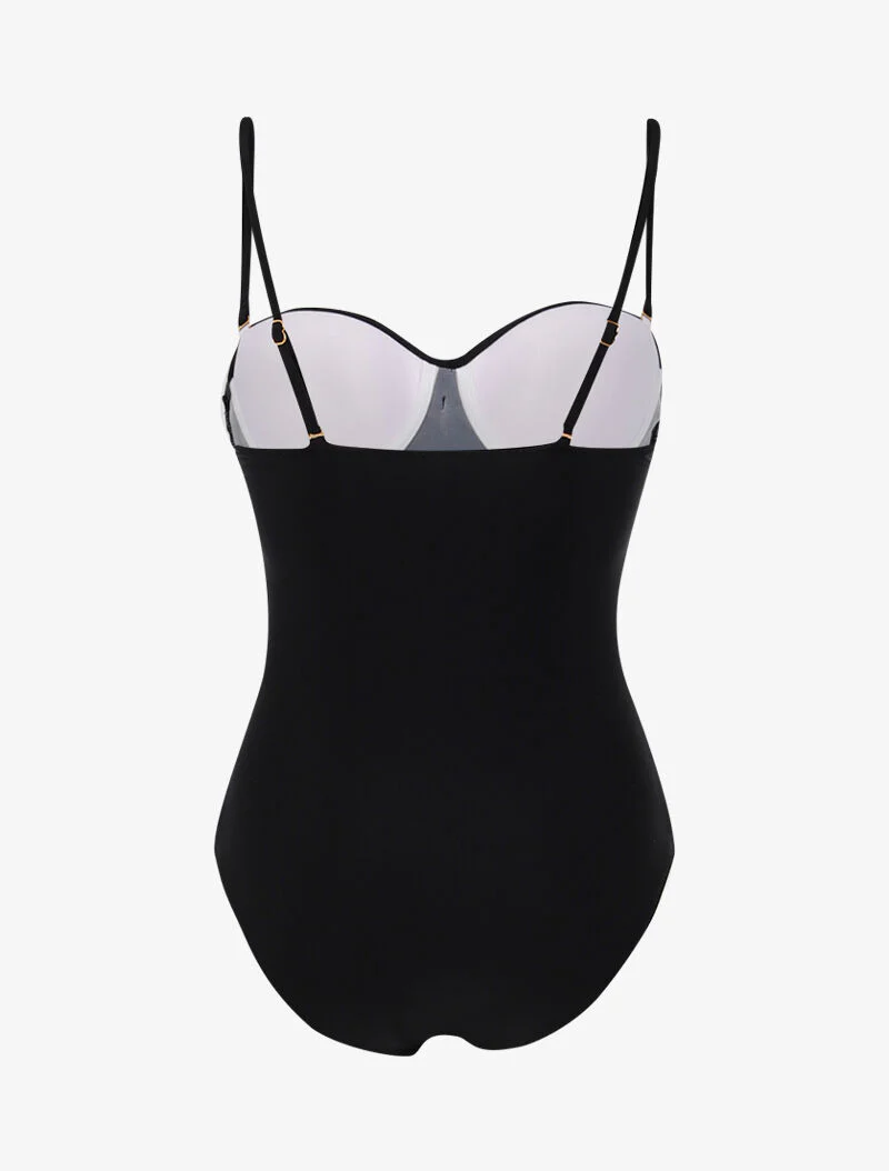 Monokini à bustier coqué - noir - Image 2