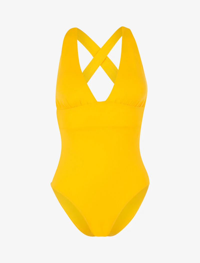 Monokini à décolleté profond - jaune