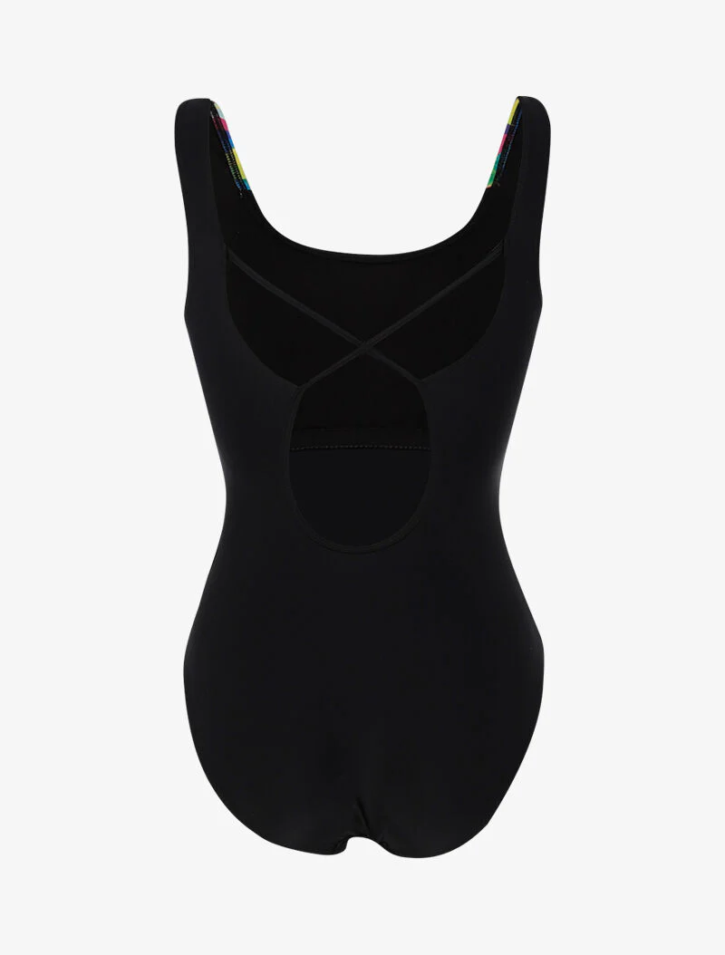 Monokini à découpes colorées - noir - Image 2