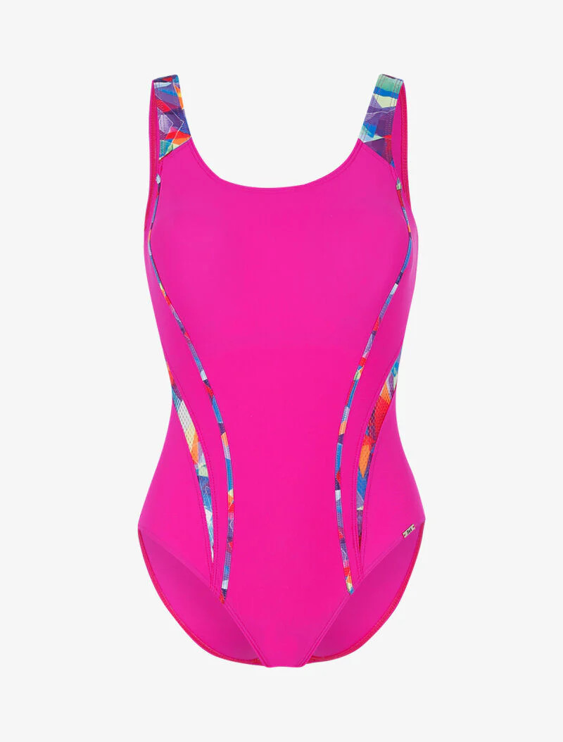Monokini à découpes colorées - fushia