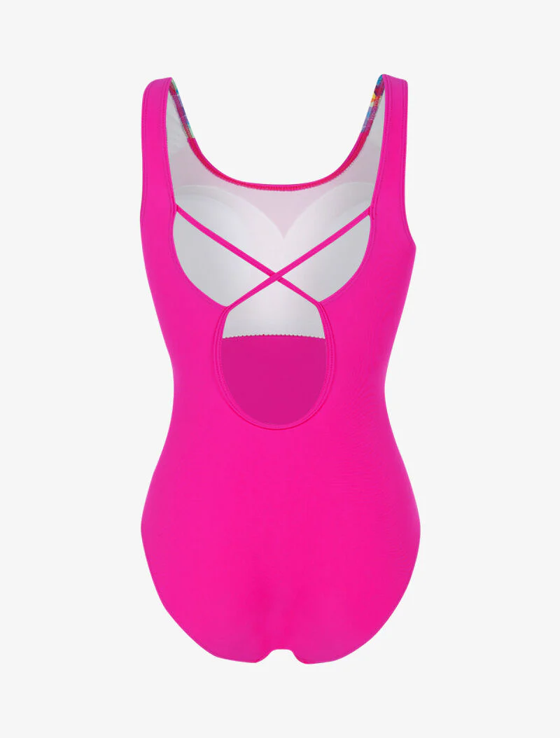 Monokini à découpes colorées - fushia - Image 2