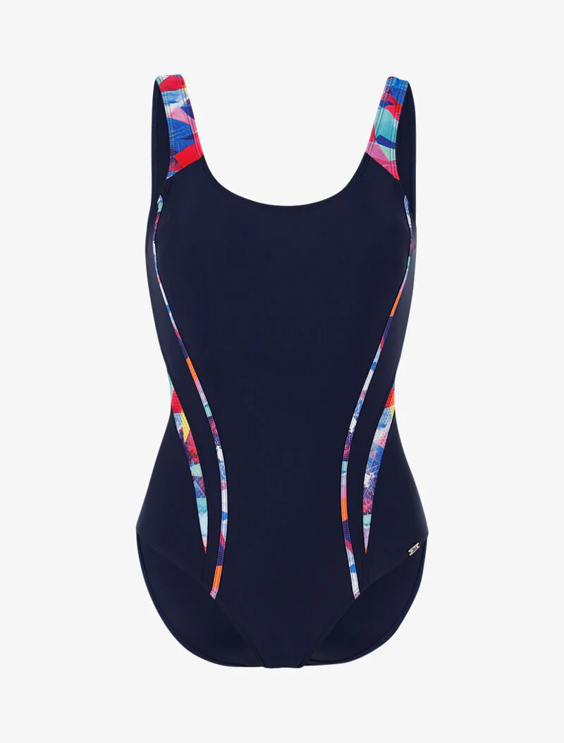 Monokini à découpes colorées - marine