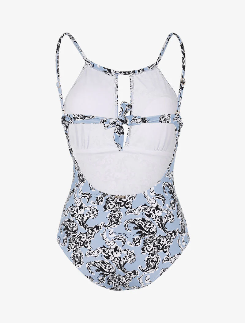Monokini à imprimé baroque stylisé - bleu charrette - Image 2