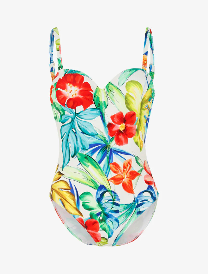 Monokini à imprimé tropical - écru - ecru