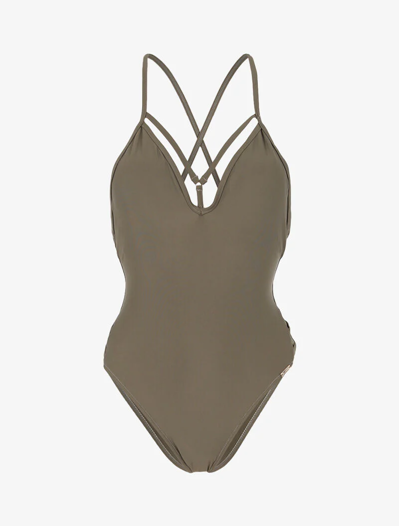 Monokini à lanières croisées - kaki