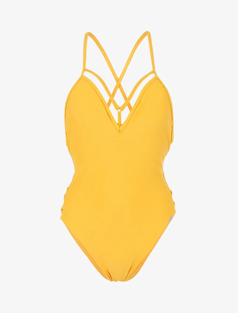 Monokini à lanières croisées - jaune
