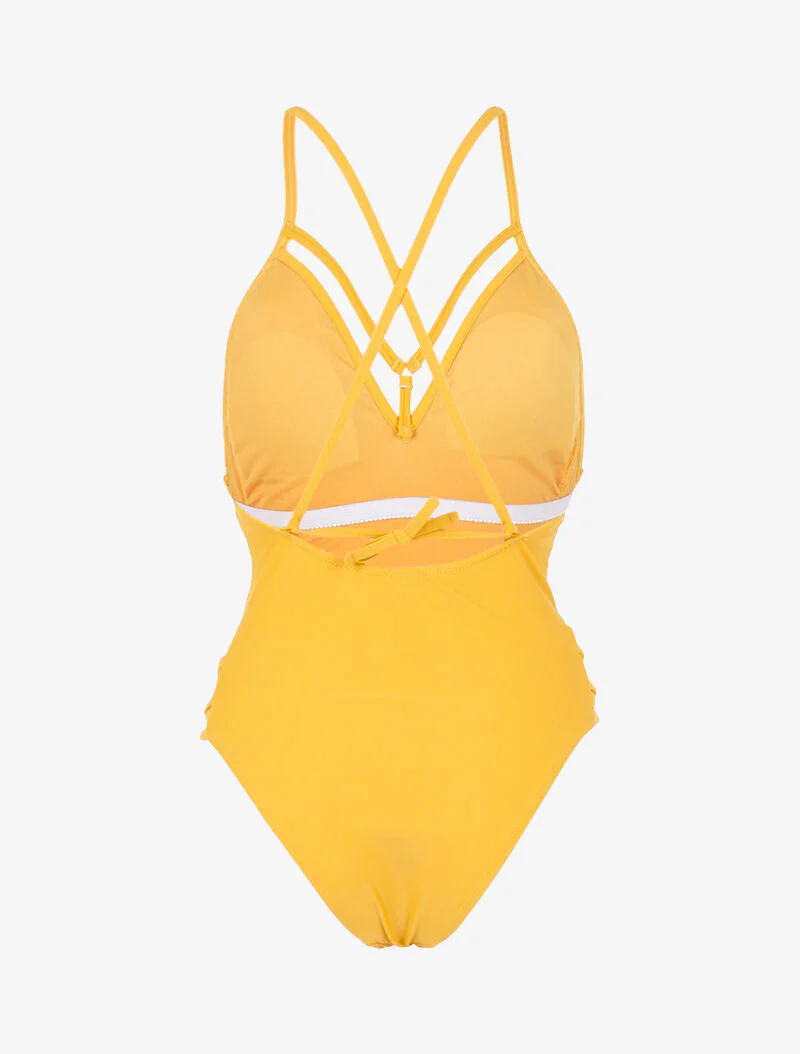 Monokini à lanières croisées - jaune - Image 2