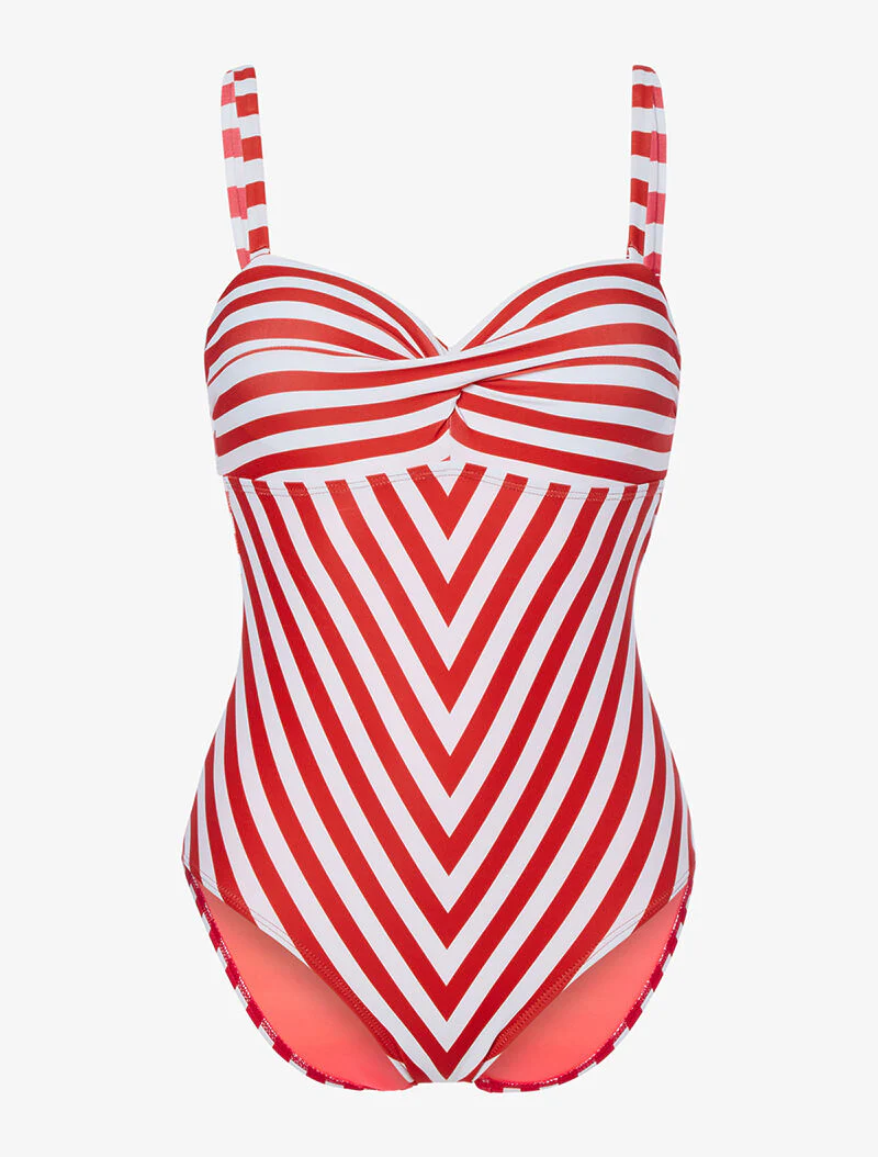 Monokini à rayures - rouge