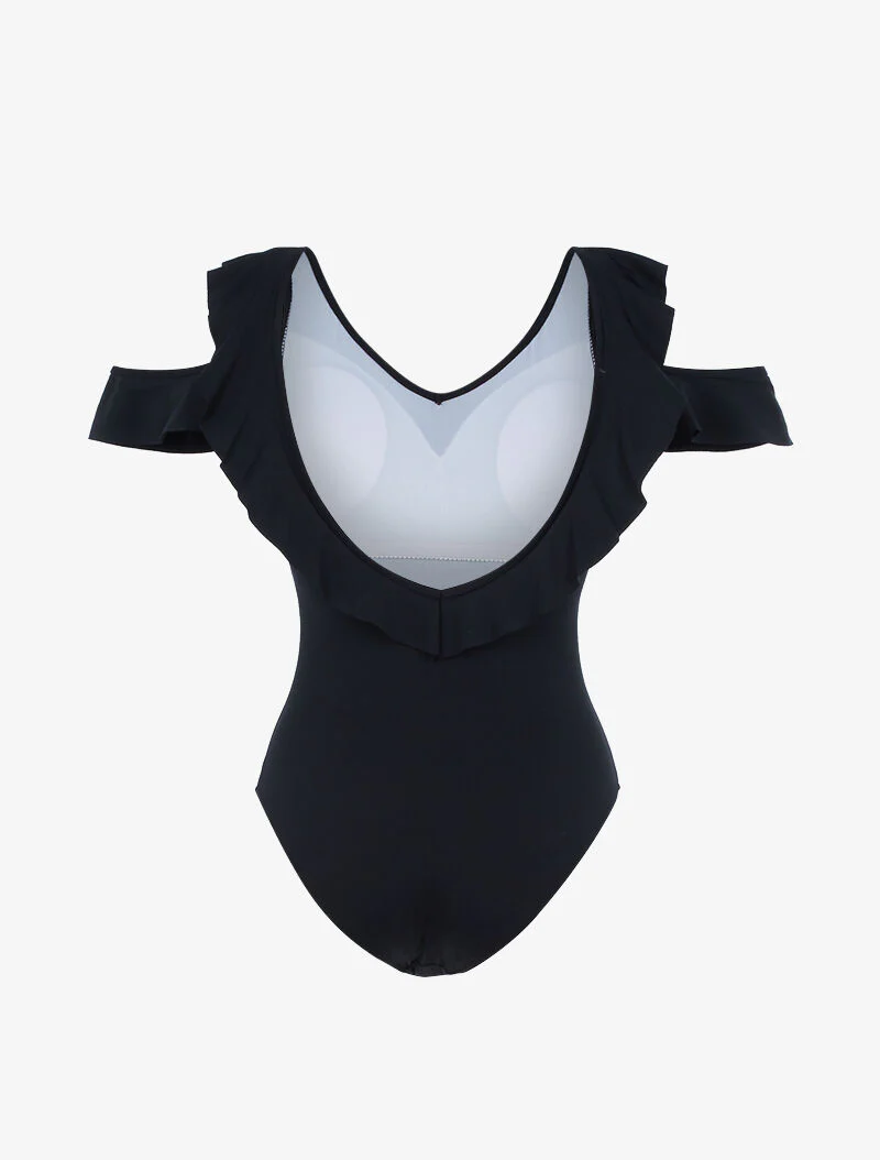 Monokini à volants - noir - Image 2