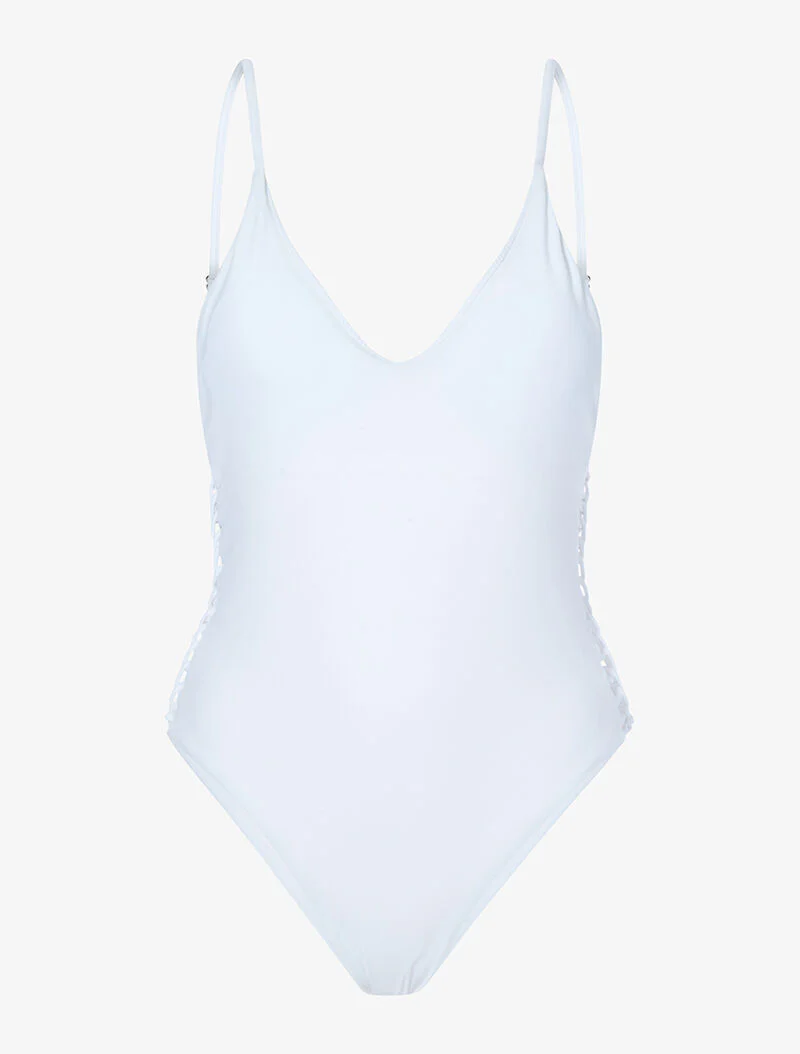 Monokini ajouré sur les côtés - blanc