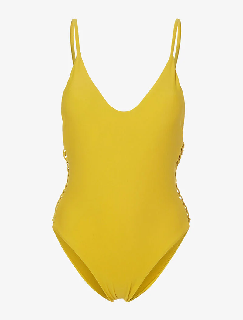 Monokini ajouré sur les côtés - jaune moutarde - moutarde