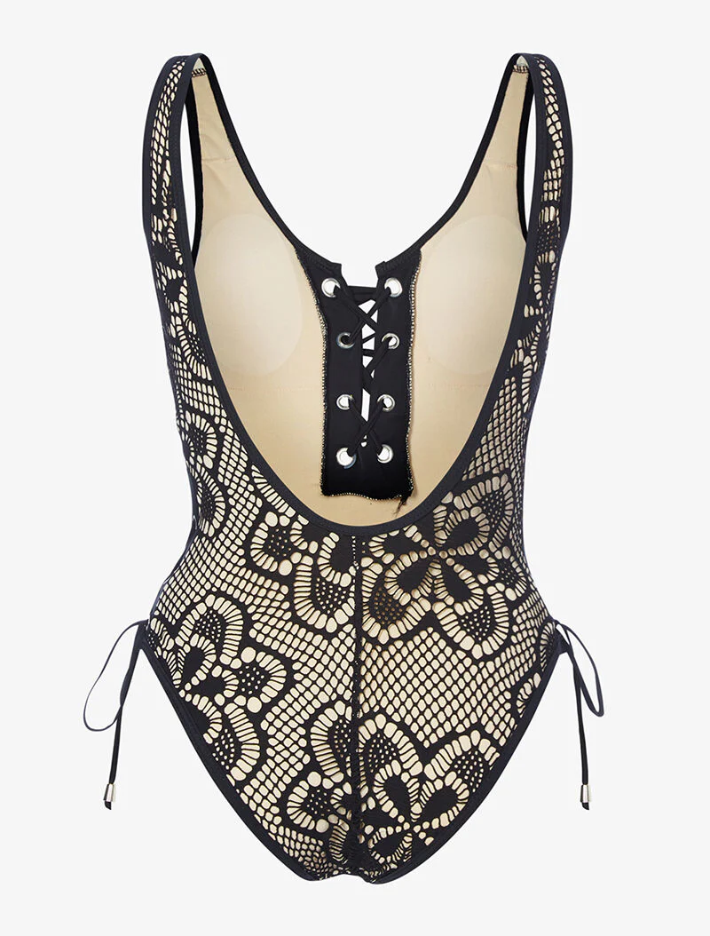 Monokini effet crochet - noir - Image 2