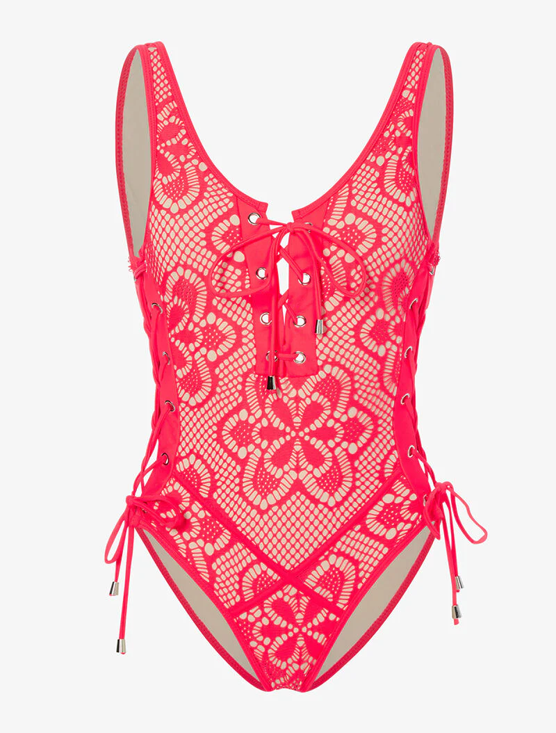 Monokini effet crochet - rouge