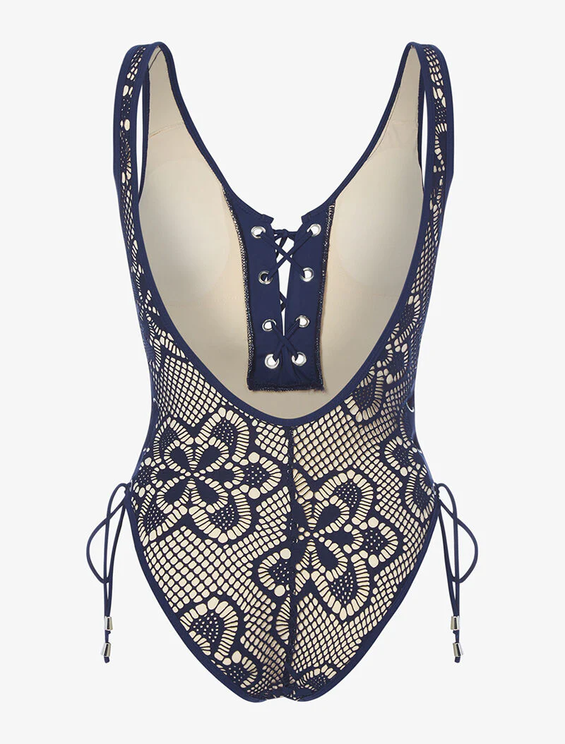 Monokini effet crochet - marine - Image 2