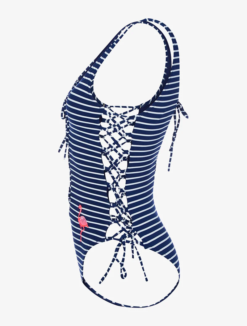 Monokini inspiration marinière - bleu marine - marine - Image 3