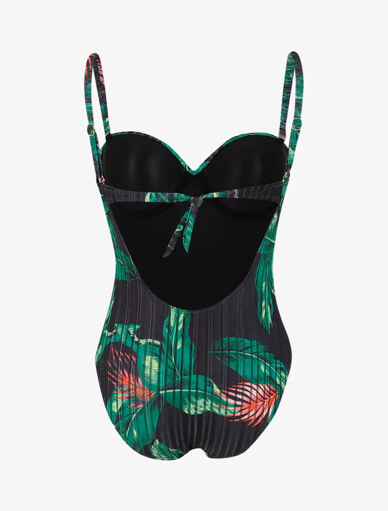Monokini texturé à imprimé tropical - noir - Image 2