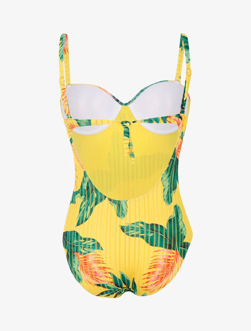 Monokini texturé à imprimé tropical - jaune - Image 2
