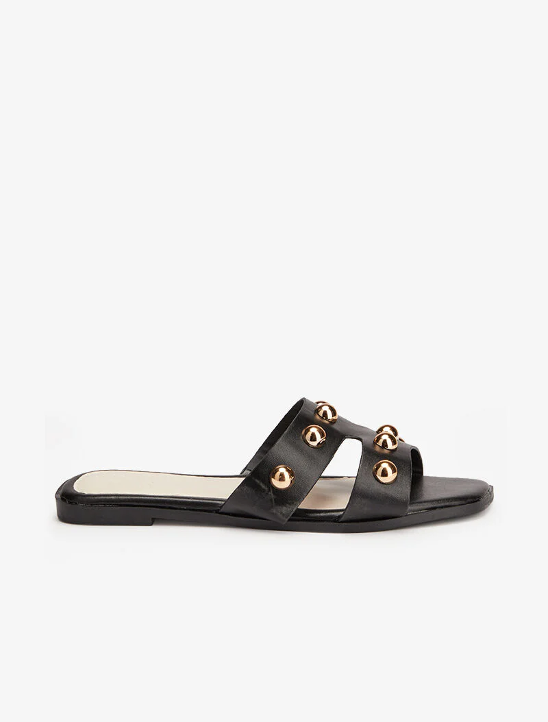 Mules à billes dorées - noir - Image 2