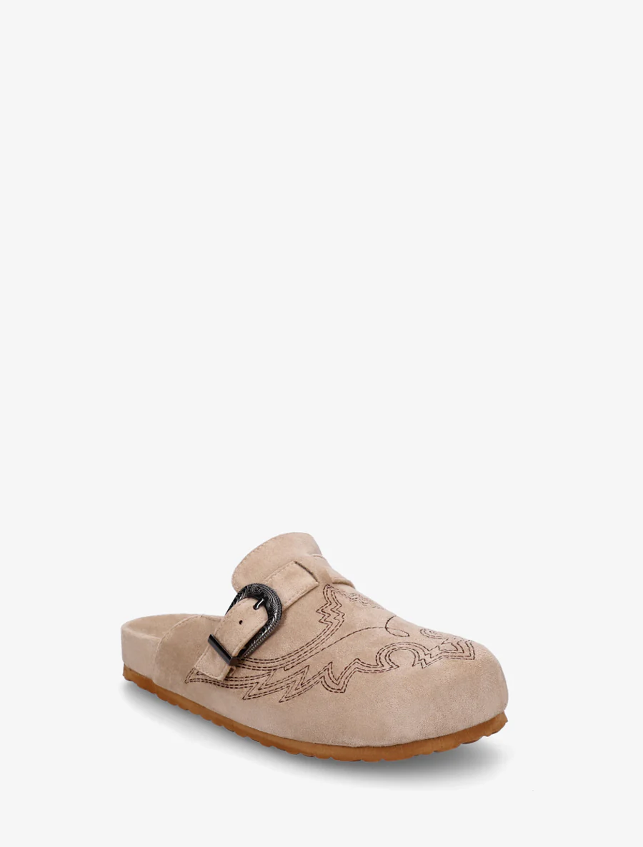 Mules à sangle en suédine - Taupe - Image 2