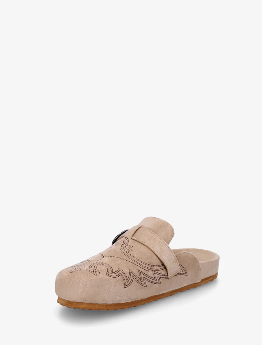 Mules à sangle en suédine - Taupe - Image 3