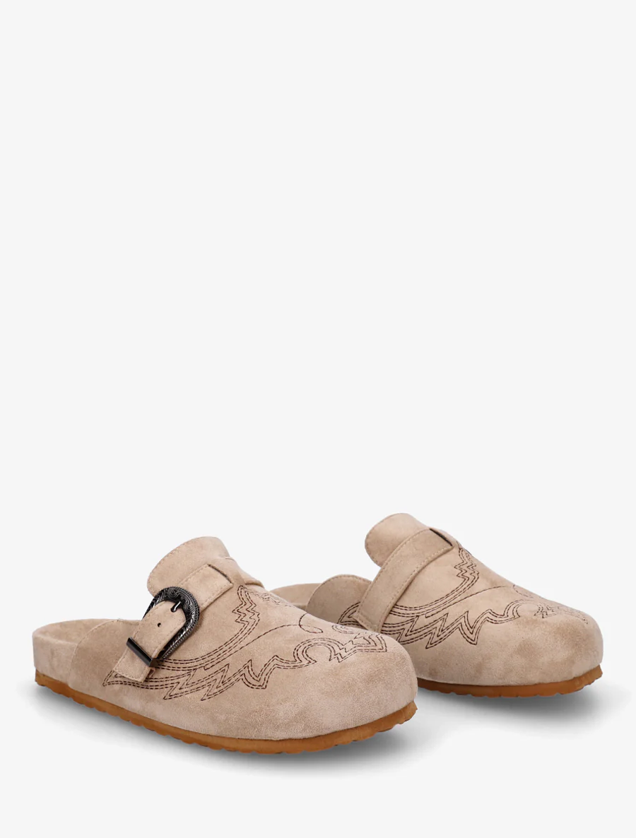 Mules à sangle en suédine - Taupe - Image 4