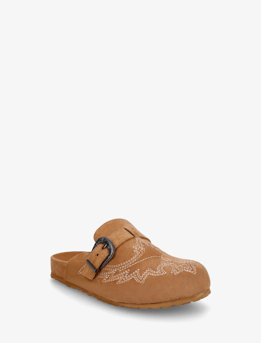 Mules à sangle en suédine - Camel - Image 2
