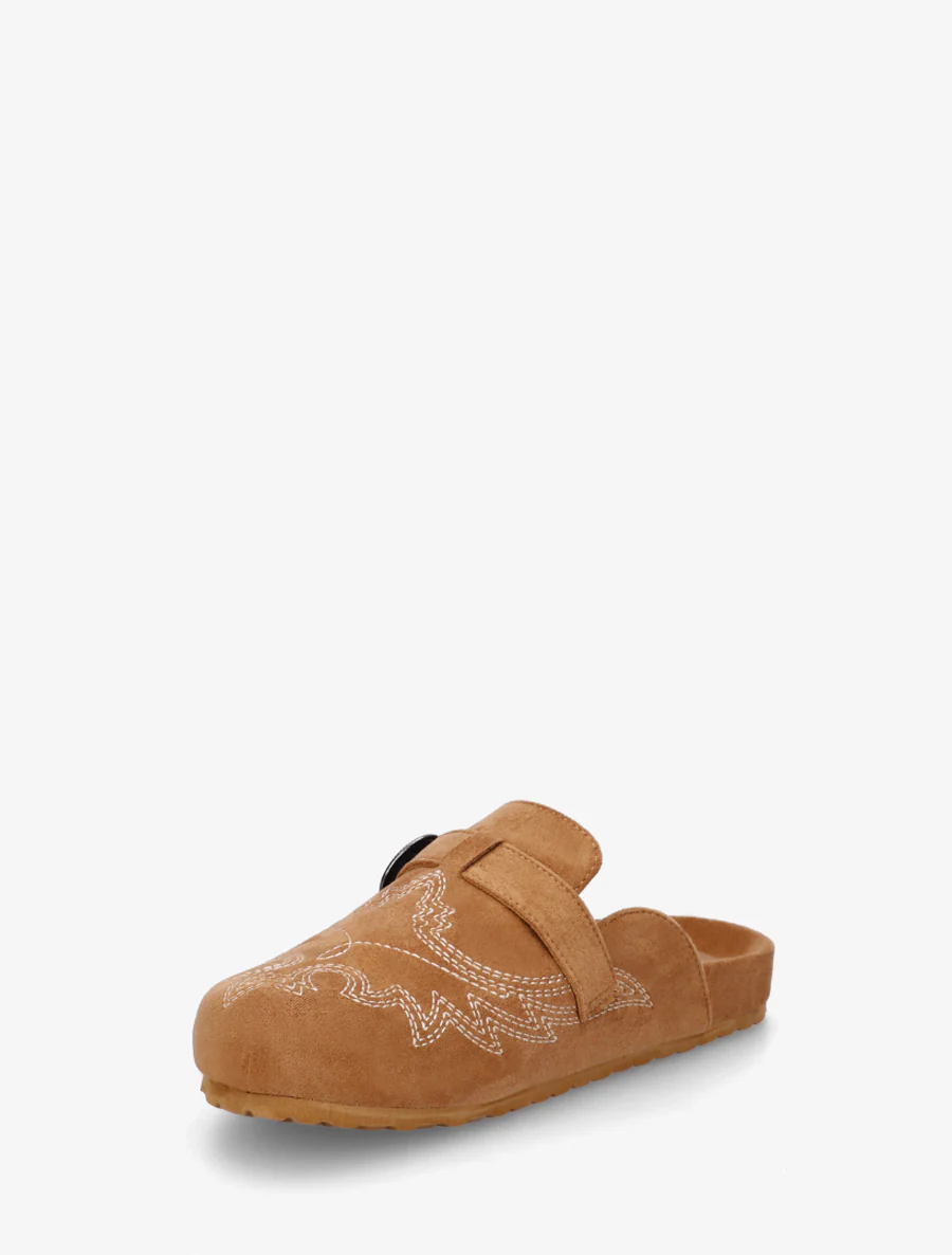Mules à sangle en suédine - Camel - Image 3