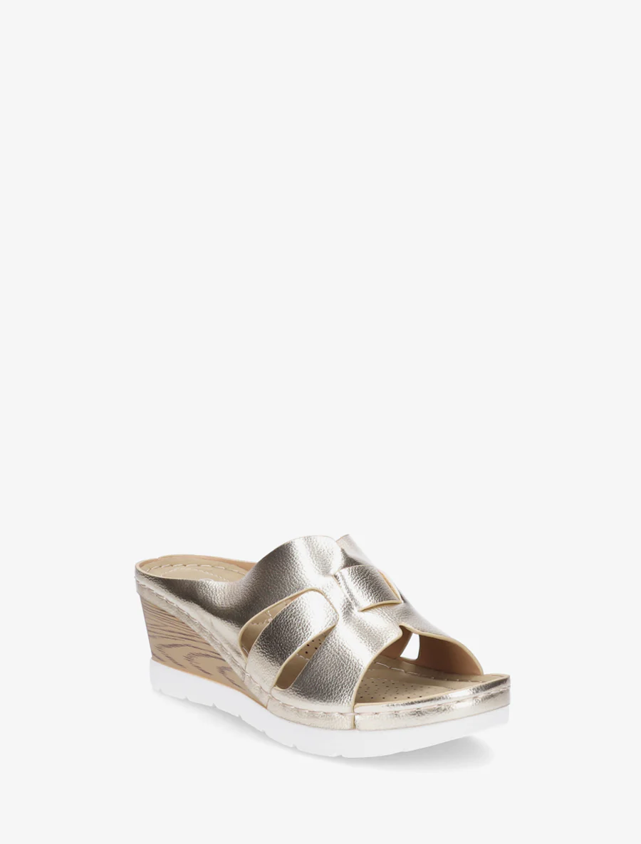 Mules à semelle effet bois - Or - Image 2