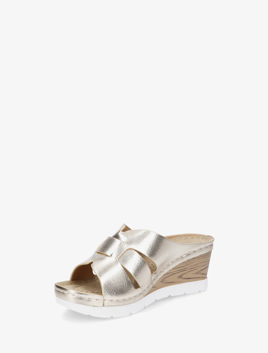 Mules à semelle effet bois - Or - Image 3