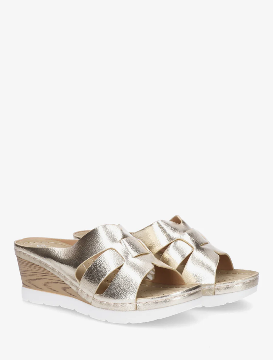 Mules à semelle effet bois - Or - Image 4