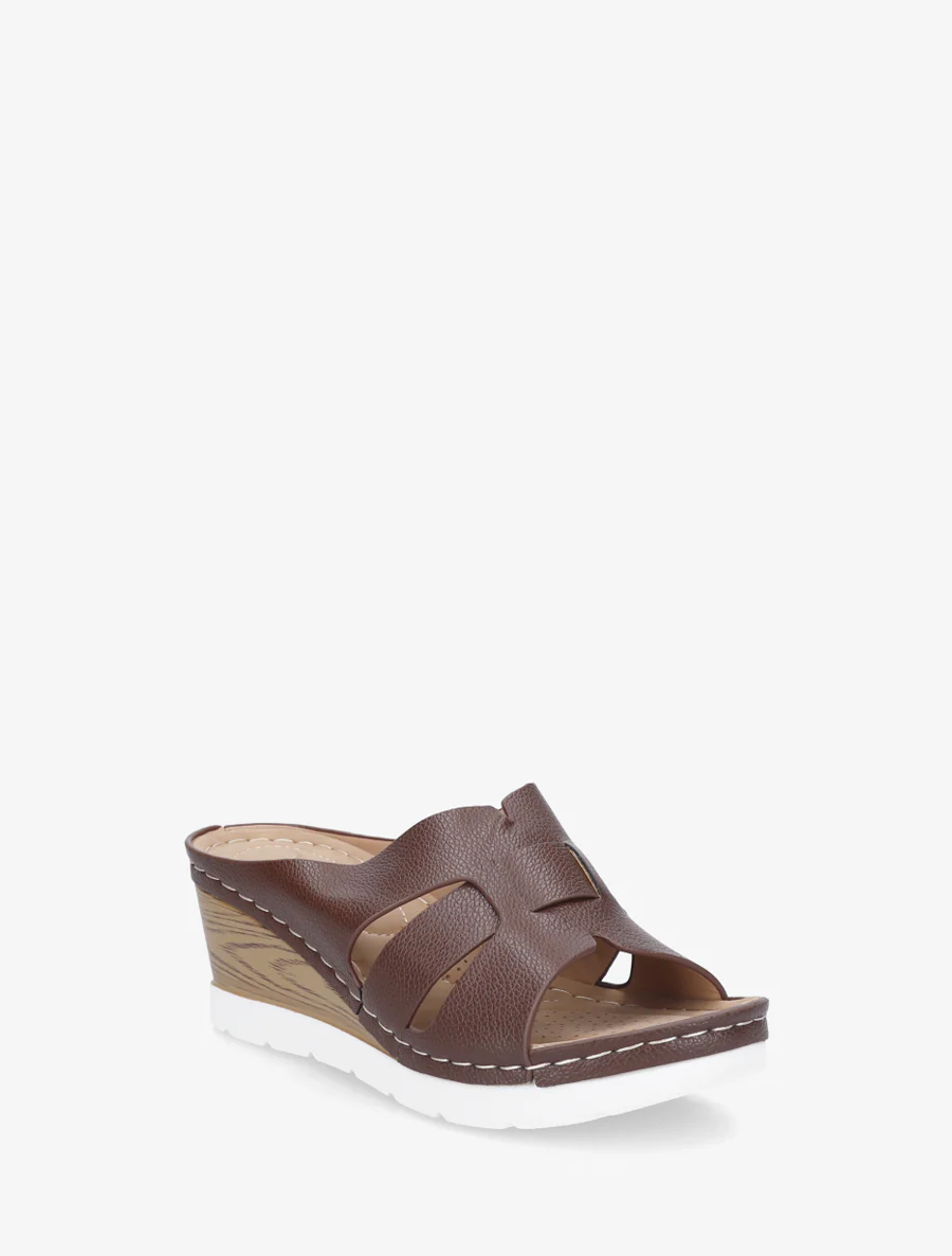 Mules à semelle effet bois - Marron - Image 2