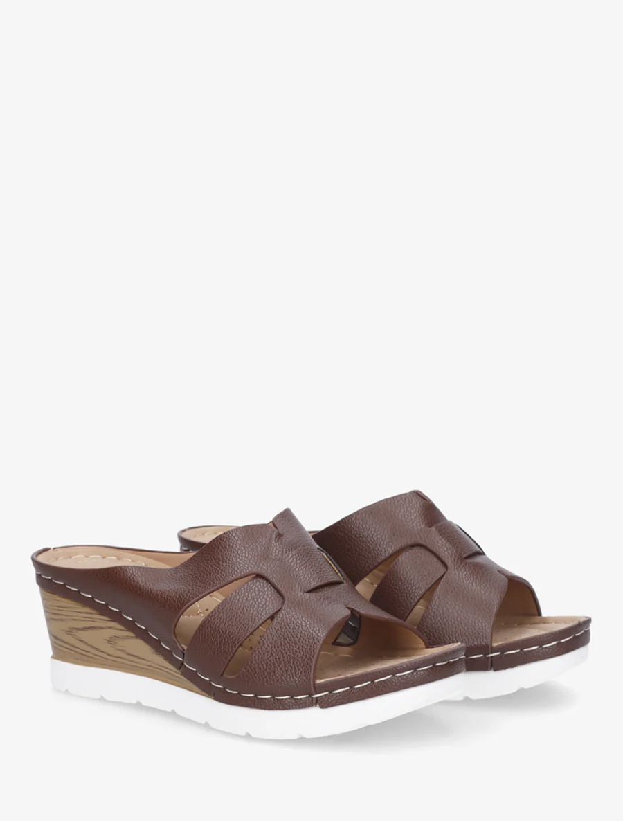 Mules à semelle effet bois - Marron - Image 4