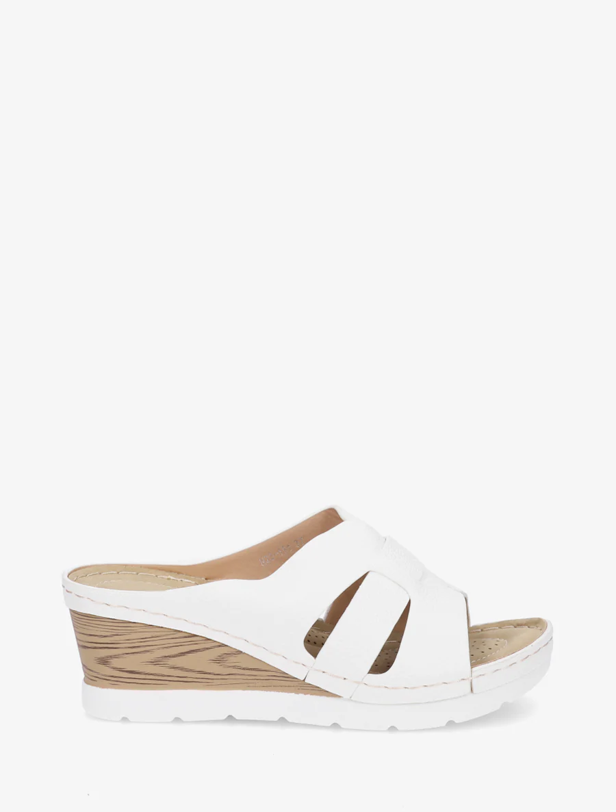 Mules à semelle effet bois - Blanc