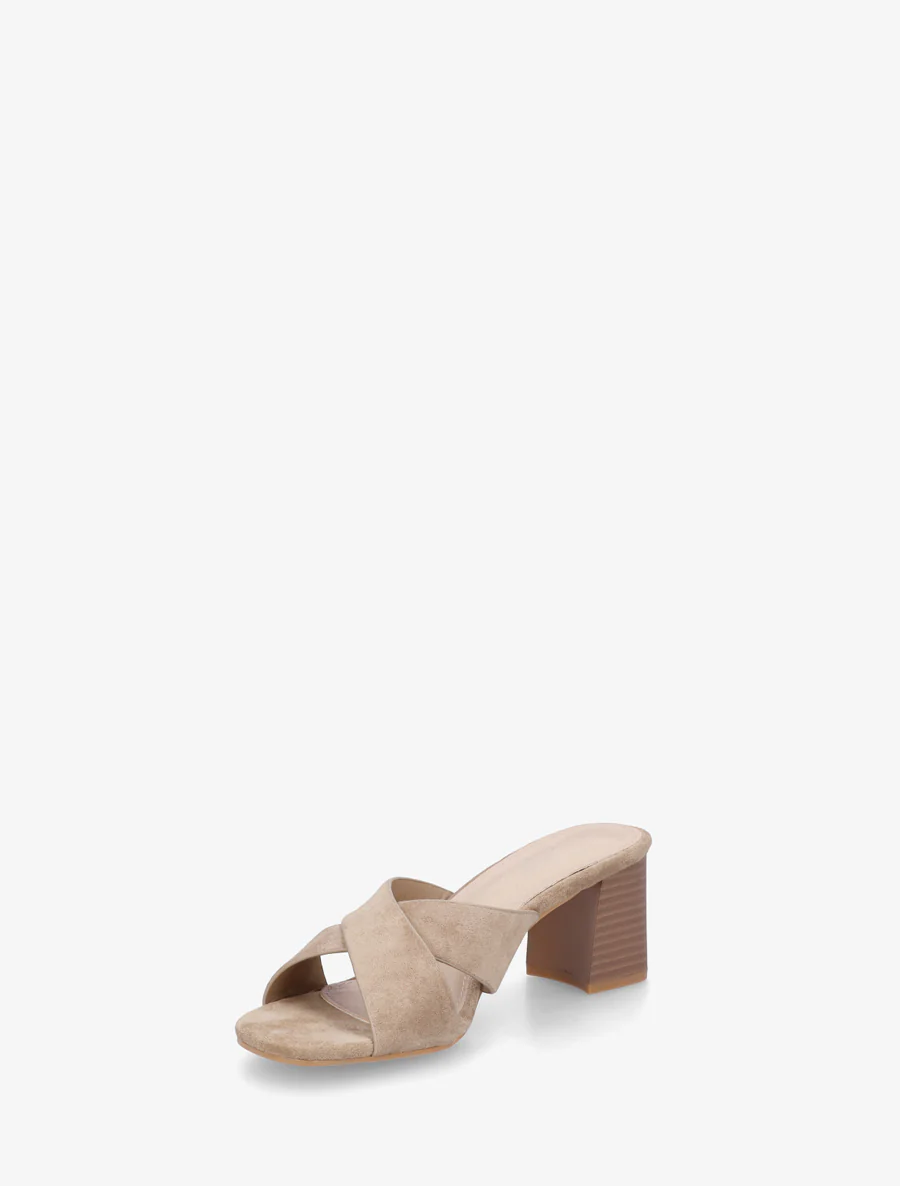 Mules croisées en suédine - Taupe - Image 3