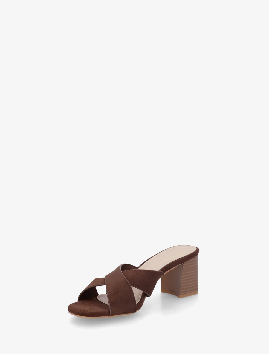 Mules croisées en suédine - Marron - Image 3
