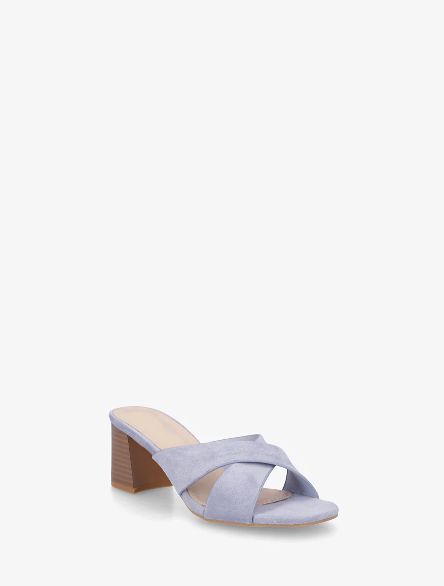 Mules croisées en suédine - Bleu gris - Image 2