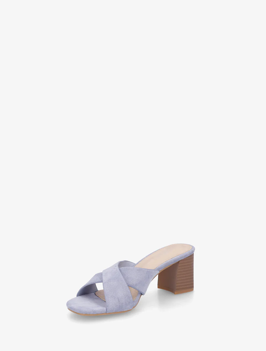 Mules croisées en suédine - Bleu gris - Image 3