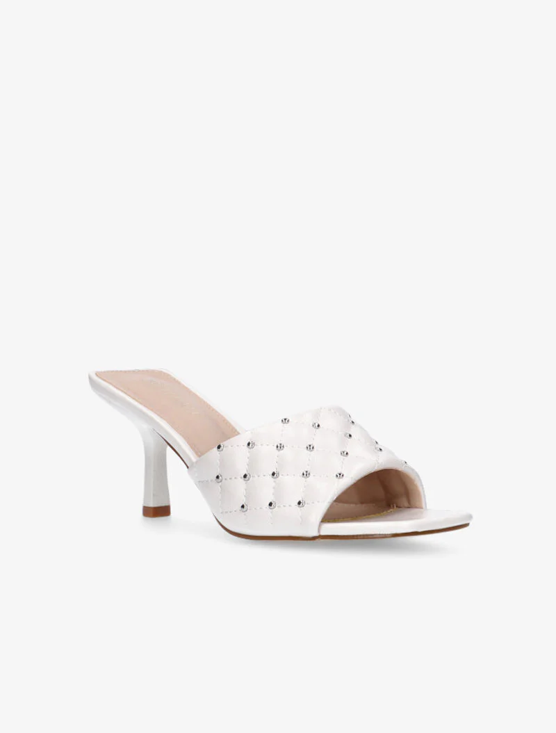 Mules effet capitonné à clous - blanc