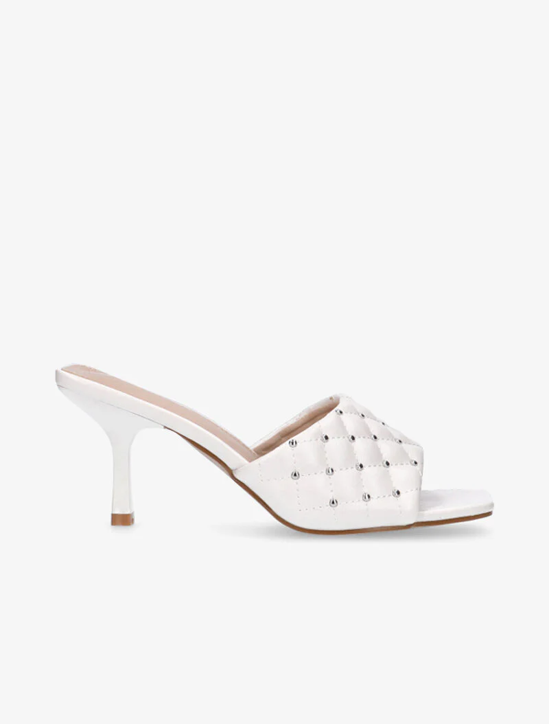 Mules effet capitonné à clous - blanc - Image 2