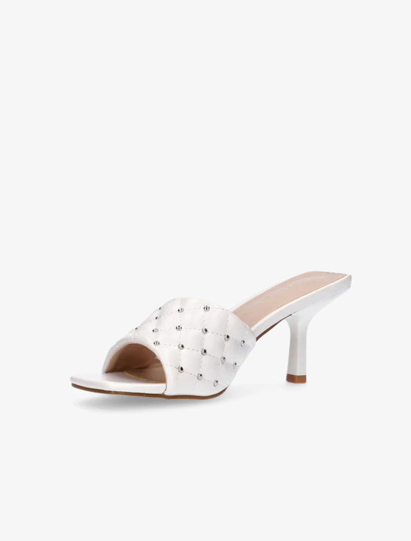 Mules effet capitonné à clous - blanc - Image 3