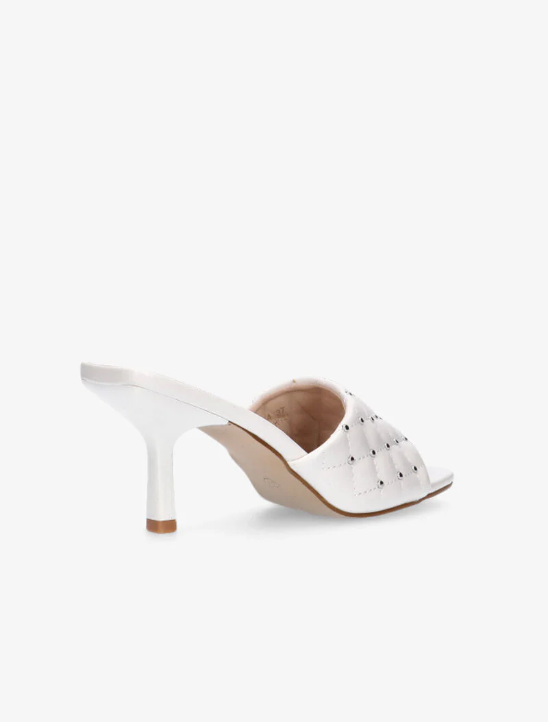 Mules effet capitonné à clous - blanc - Image 4