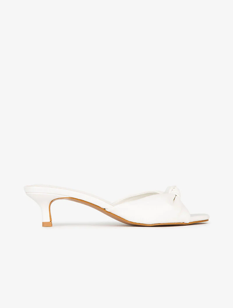 Mules effet nouer à petit talon - blanc - Image 2