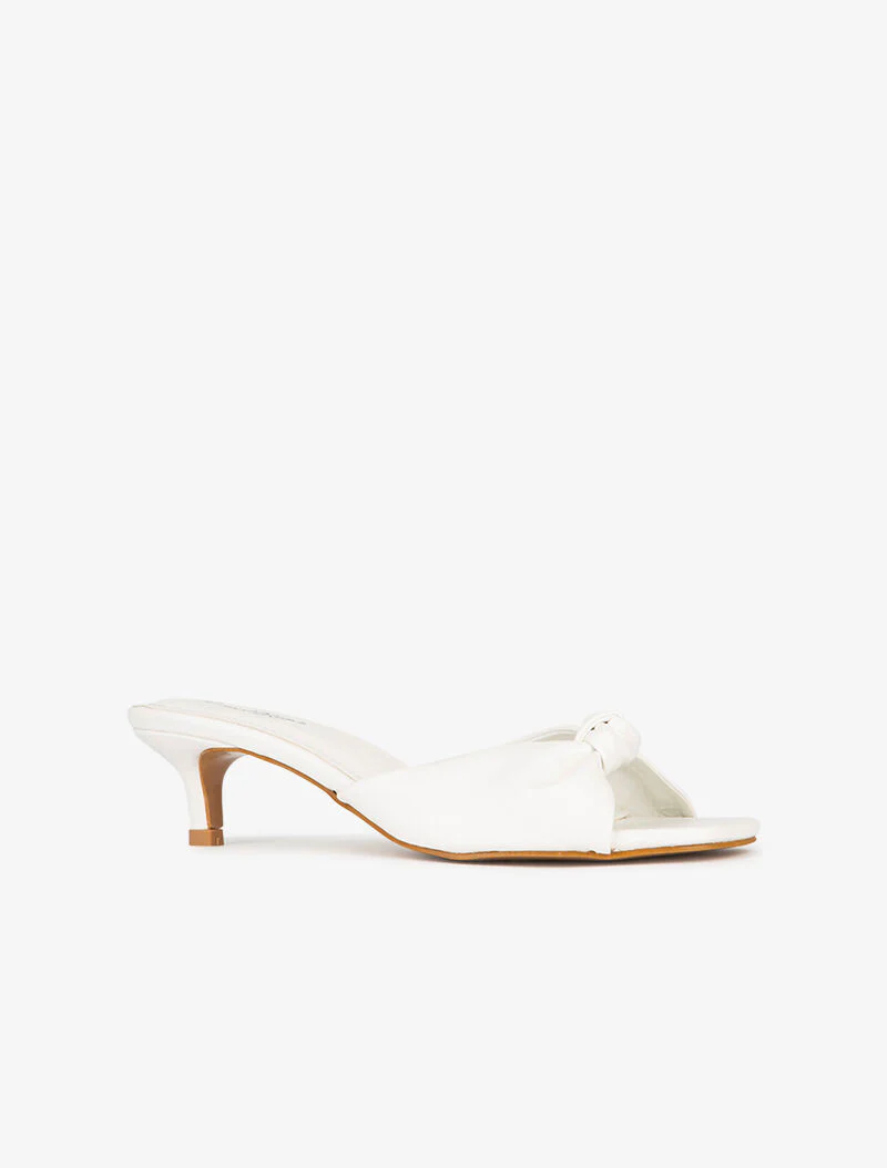 Mules effet nouer à petit talon - blanc - Image 3
