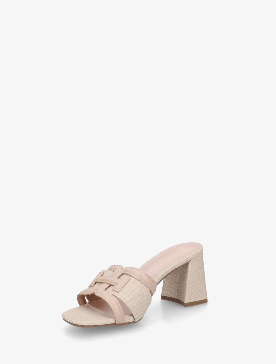 Mules en simili à bride fantaisie - Beige - Image 3