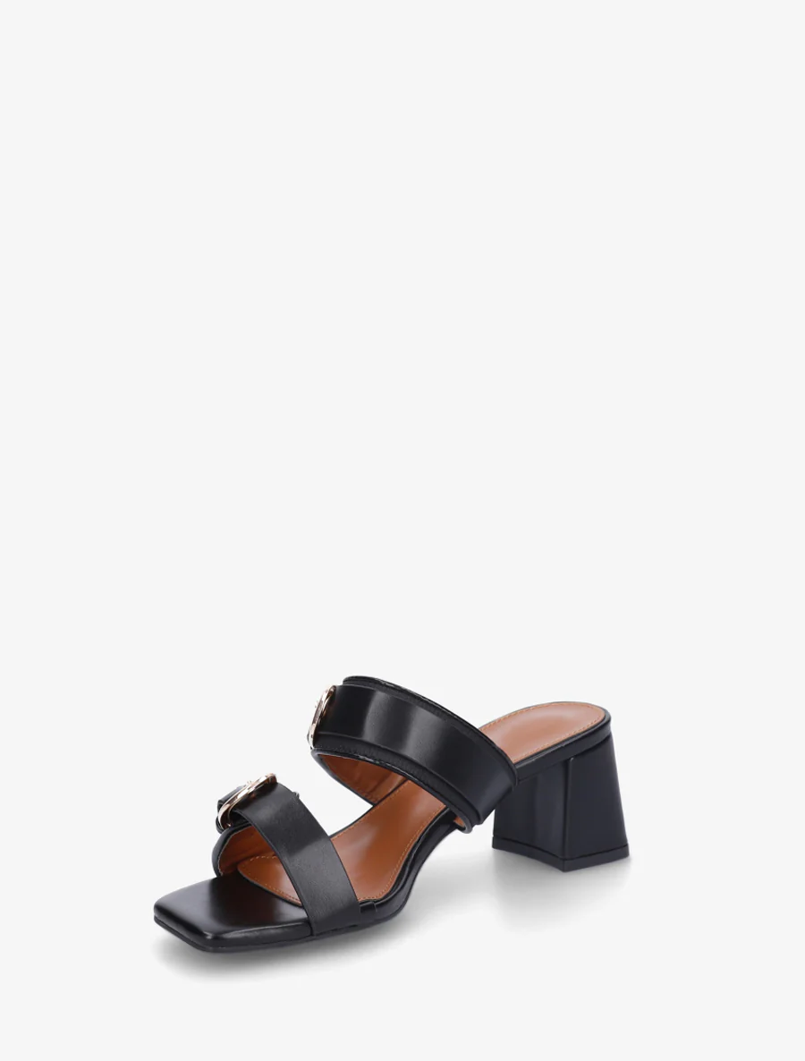 Mules en simili à double boucles - Noir - Image 3