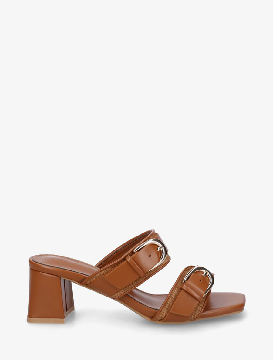 Mules en simili à double boucles - Camel