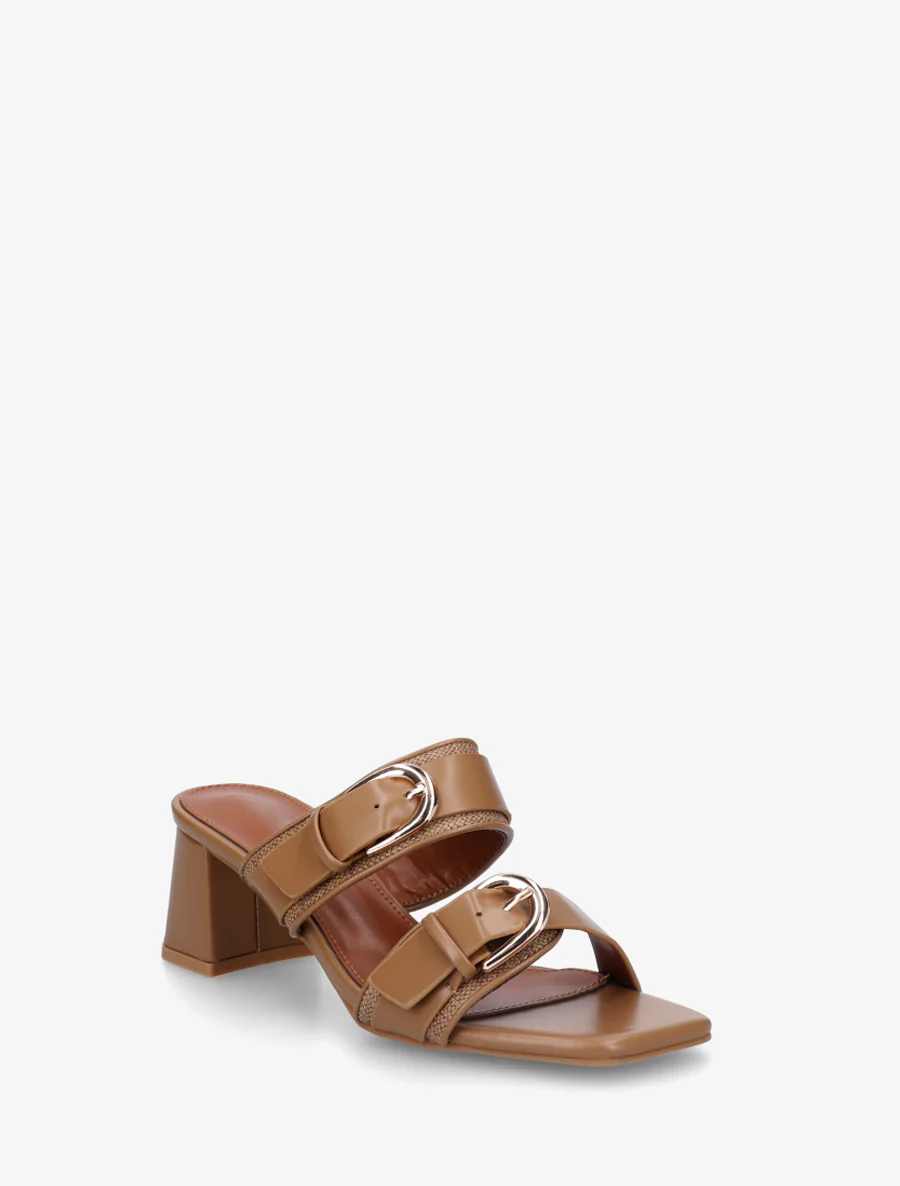 Mules en simili à double boucles - Taupe - Image 2