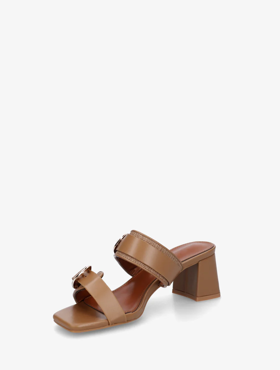 Mules en simili à double boucles - Taupe - Image 3
